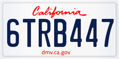 CA license plate 6TRB447