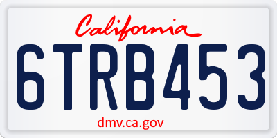 CA license plate 6TRB453