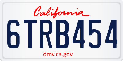 CA license plate 6TRB454