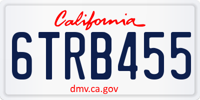 CA license plate 6TRB455