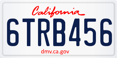 CA license plate 6TRB456