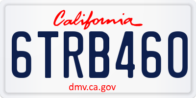 CA license plate 6TRB460