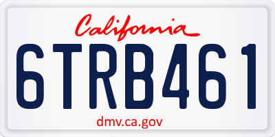 CA license plate 6TRB461