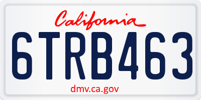 CA license plate 6TRB463