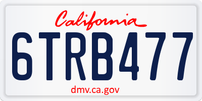 CA license plate 6TRB477