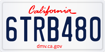 CA license plate 6TRB480