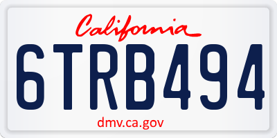 CA license plate 6TRB494