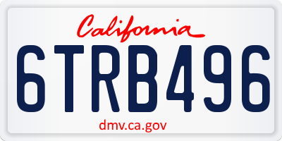 CA license plate 6TRB496