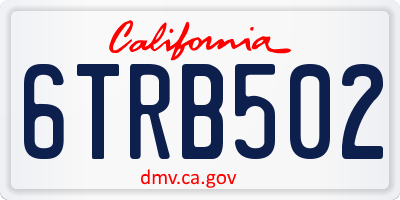 CA license plate 6TRB502