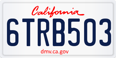 CA license plate 6TRB503