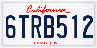 CA license plate 6TRB512