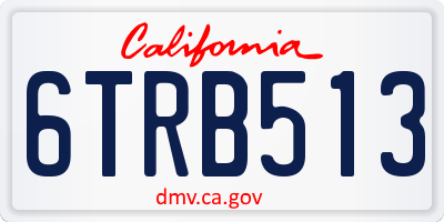 CA license plate 6TRB513