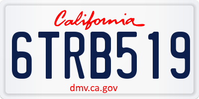 CA license plate 6TRB519