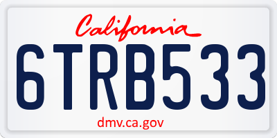 CA license plate 6TRB533
