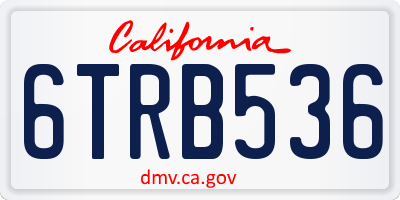 CA license plate 6TRB536