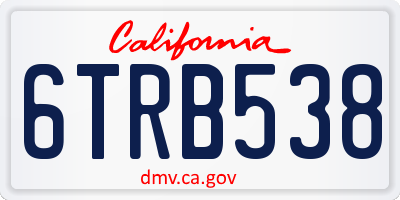 CA license plate 6TRB538