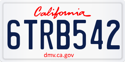 CA license plate 6TRB542