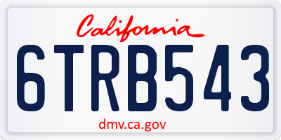 CA license plate 6TRB543