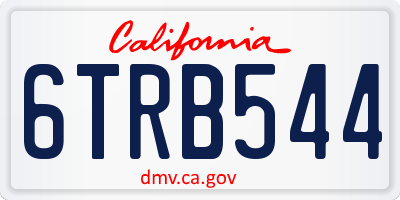 CA license plate 6TRB544