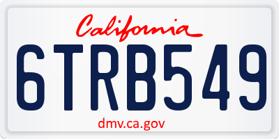 CA license plate 6TRB549