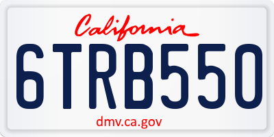 CA license plate 6TRB550