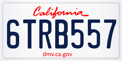 CA license plate 6TRB557