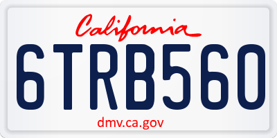 CA license plate 6TRB560