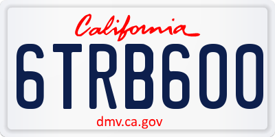 CA license plate 6TRB600