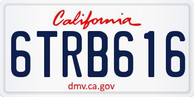 CA license plate 6TRB616