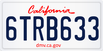 CA license plate 6TRB633