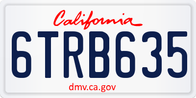 CA license plate 6TRB635