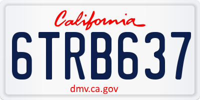 CA license plate 6TRB637