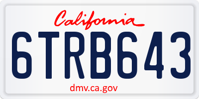 CA license plate 6TRB643