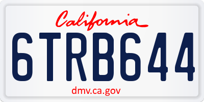 CA license plate 6TRB644