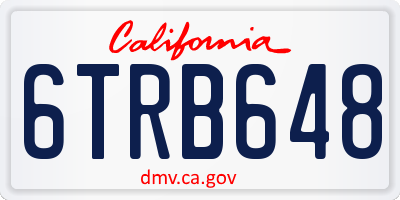CA license plate 6TRB648