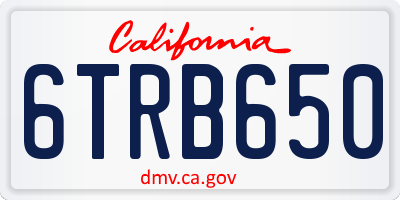 CA license plate 6TRB650