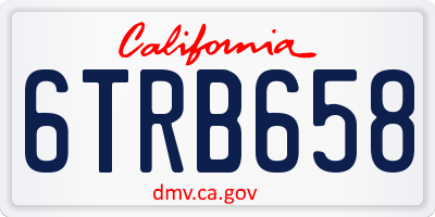 CA license plate 6TRB658