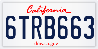 CA license plate 6TRB663