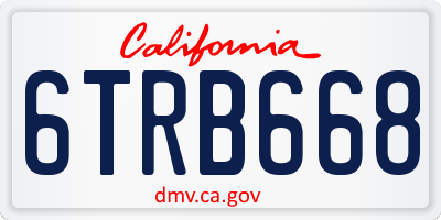 CA license plate 6TRB668