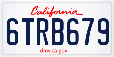 CA license plate 6TRB679