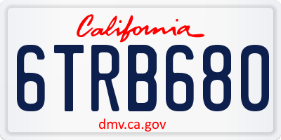 CA license plate 6TRB680