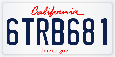 CA license plate 6TRB681