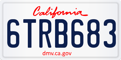 CA license plate 6TRB683