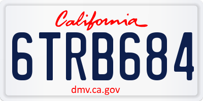 CA license plate 6TRB684
