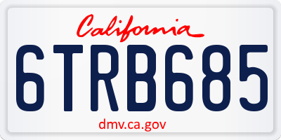 CA license plate 6TRB685
