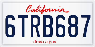 CA license plate 6TRB687