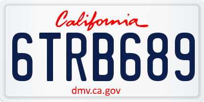 CA license plate 6TRB689