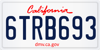 CA license plate 6TRB693