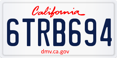 CA license plate 6TRB694