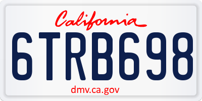 CA license plate 6TRB698